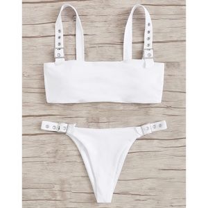 White Buckle Strap Bikini Set